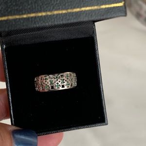 Sterling Silver & Emerald Celtic Band size 6